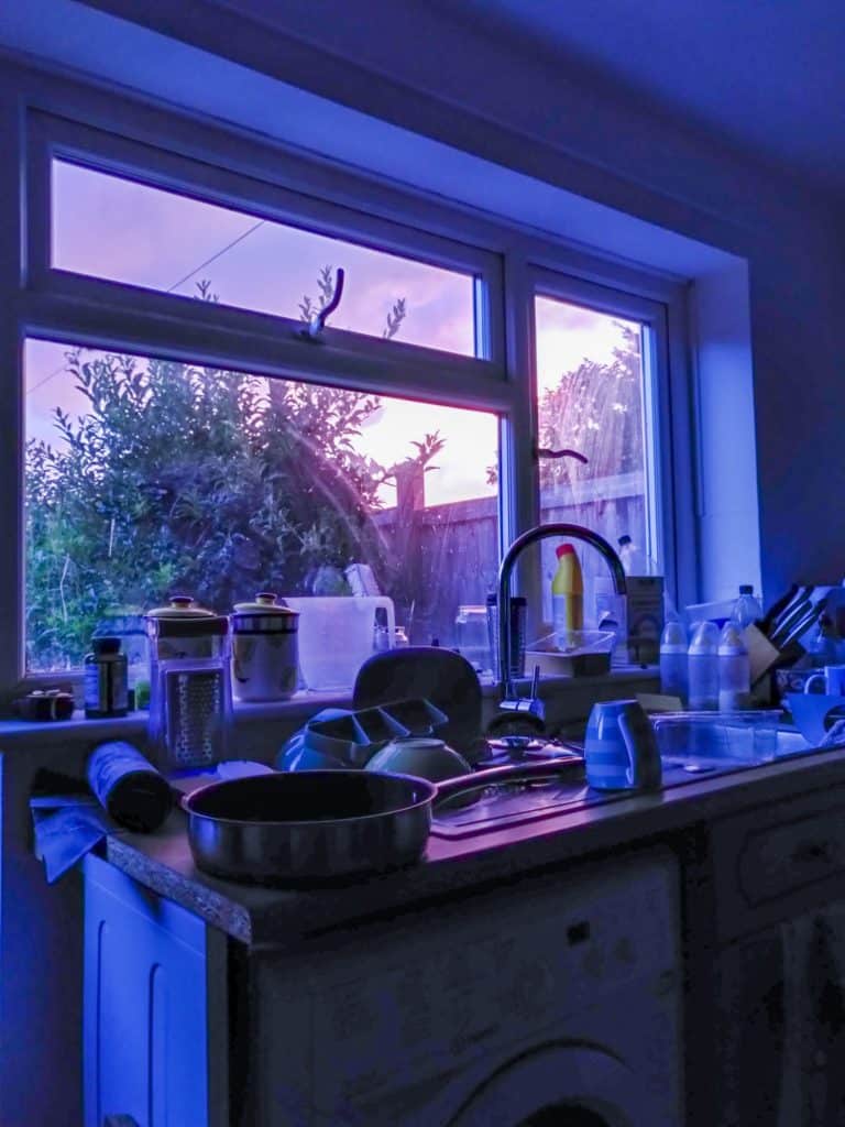Sunset through the kitchen window