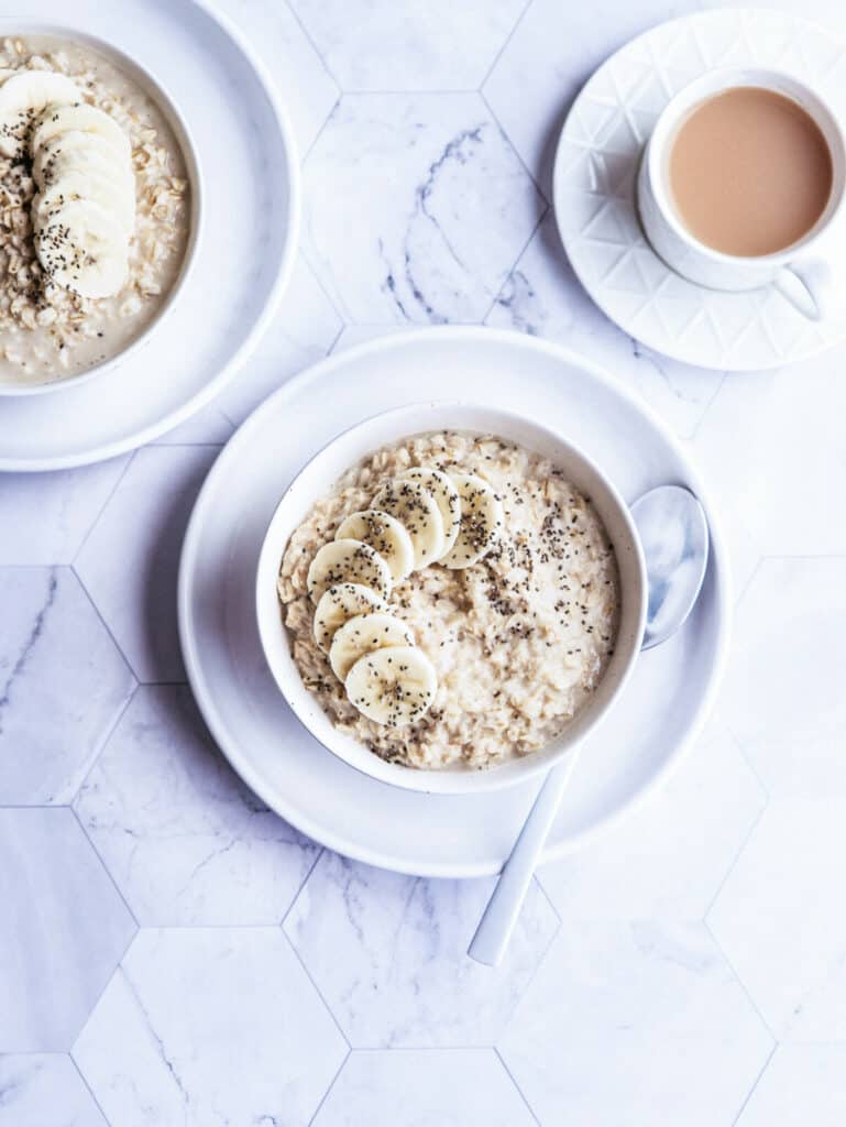 Hearty vegan breakfast oatmeal porridge