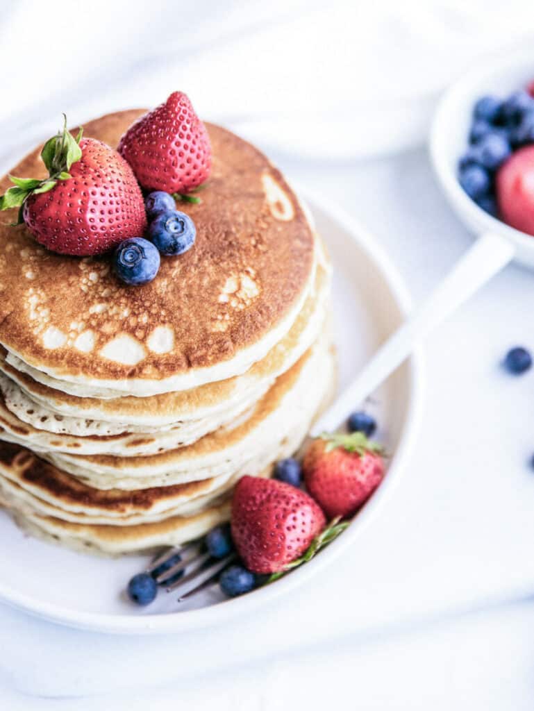 Hearty vegan breakfast protein pancakes